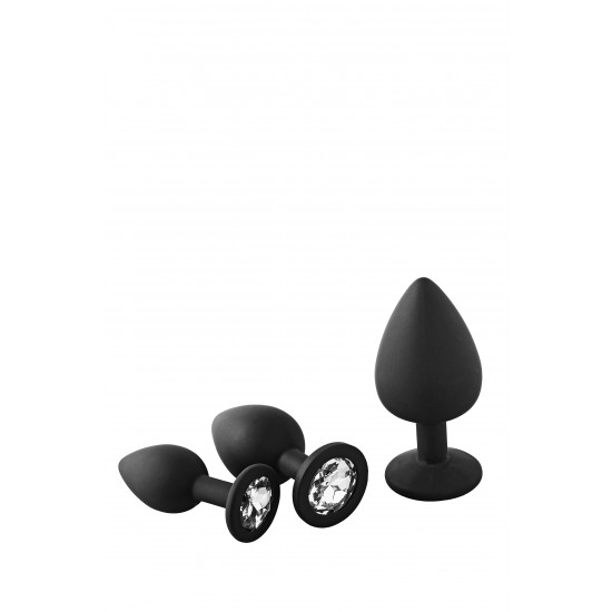 Este kit possui 3 plugues anais em 3 tamanhos. Cada plug é feito de silicone macio ao toque e tem uma pedra preciosa branca brilhante na base. Um conjunto com tamanhos diferentes é perfeito para quem deseja variar os tam