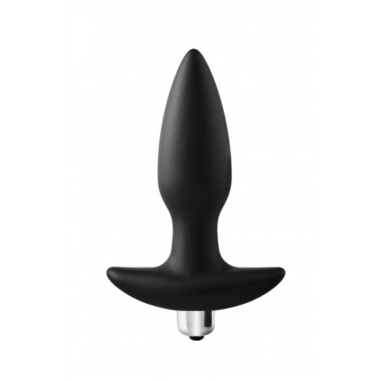 Este plug vibratório FantASStic é feito de silicone preto liso e macio ao toque. A forma cônica permite fácil inserção. O plug tem uma base em forma de âncora para garantir que o plug permaneça no lugar e aumentar a sens