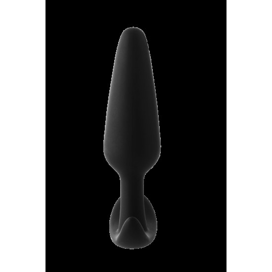 Este plug anal FantASStic é feito de silicone preto liso e macio ao toque. É o menor plug de uma série de 3 tamanhos, adequado para iniciantes que desejam experimentar o prazer anal. O plugue tem uma base em forma de ânc