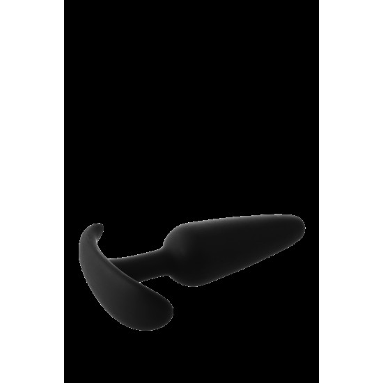 Este plug anal FantASStic é feito de silicone preto liso e macio ao toque. É o menor plug de uma série de 3 tamanhos, adequado para iniciantes que desejam experimentar o prazer anal. O plugue tem uma base em forma de ânc