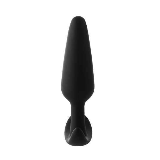 Este plug anal FantASStic é feito de silicone preto liso e macio ao toque. É o maior de uma série de 3 tamanhos, mais adequado para os amantes experientes do prazer anal. O plug tem uma base em forma de âncora para garan