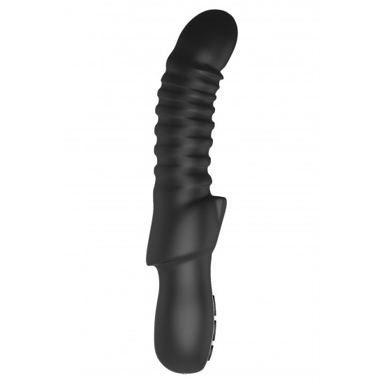 Typhon é todo preto com detalhe cromado na base. Feito de Silicone Líquido, este vibrador duo é sedoso ao toque e os botões são fáceis de encontrar em sua área de botões ABS revestidos de metal. Typhon tem uma ponta maci