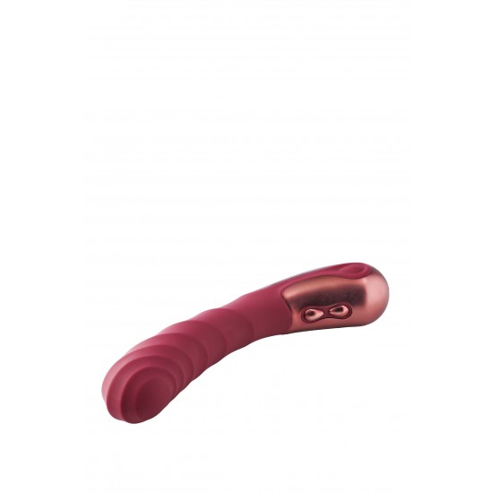 Este vibrador curvo é chamado Jaimy D.. Ele pode facilmente alcançar seu ponto G e conectar seu motor de paixão. Vibrador curvo Jaimy D Com 3 velocidades de vibração e 7 ritmos Feito de silicone sólido macio e ABS Corpo