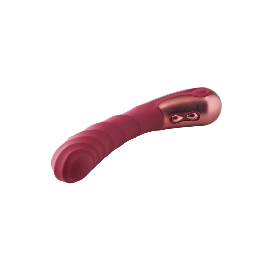 Este vibrador curvo é chamado Jaimy D.. Ele pode facilmente alcançar seu ponto G e conectar seu motor de paixão. Vibrador curvo Jaimy D Com 3 velocidades de vibração e 7 ritmos Feito de silicone sólido macio e ABS Corpo