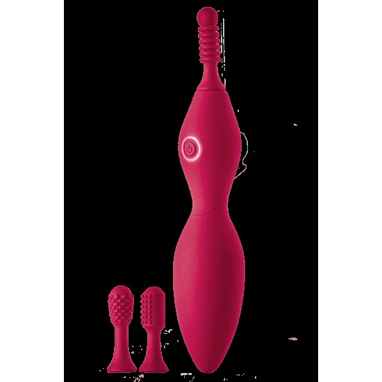 Verona é um vibrador de ponta com 10 frequências emocionantes: 3 velocidades e 7 padrões diferentes. Esta vibração Sparkling vem com três mangas de silicone para a ponta, para personalizar a experiência de estimulação e