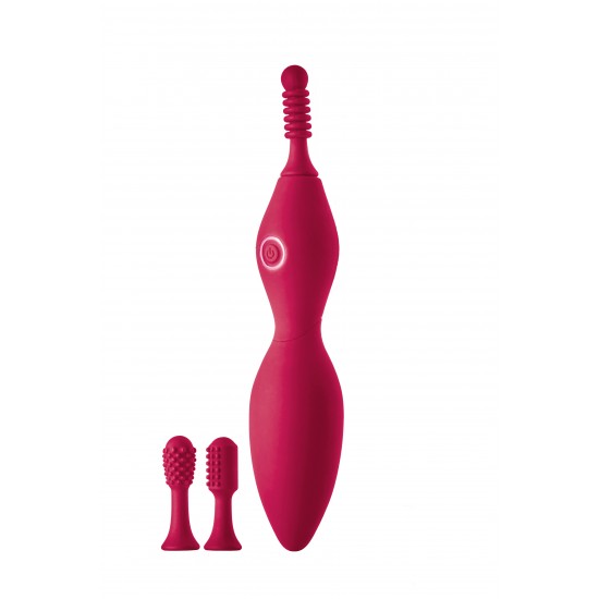 Verona é um vibrador de ponta com 10 frequências emocionantes: 3 velocidades e 7 padrões diferentes. Esta vibração Sparkling vem com três mangas de silicone para a ponta, para personalizar a experiência de estimulação e