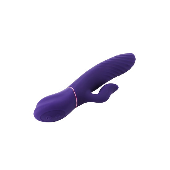 VIBRADOR PULSADOR E AQUECIMENTO TRUSTMACHINE A Heating Thrust Machine é um vibrador duplo de impulso com 9 ritmos de vibração no corpo principal e 9 no estimulador do clitóris, mais 9 velocidades de impulso! Este vibrador da coleção Vibes of Love também possui