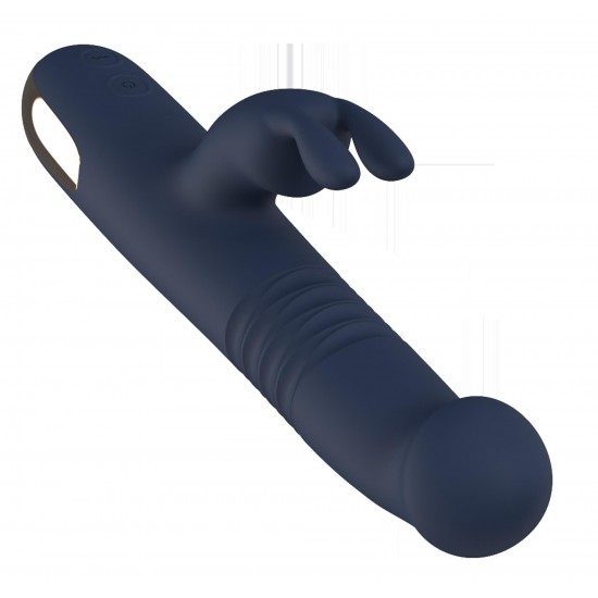 Vibrador duplo Phaedra com função de rotação para cima e para baixo. Seguindo o mesmo estilo dos outros brinquedos da Goddess Collection, o Phaedra é feito de silicone azul-escuro com detalhes dourados. O vibrador da God