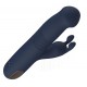 Vibrador duplo Phaedra com função de rotação para cima e para baixo. Seguindo o mesmo estilo dos outros brinquedos da Goddess Collection, o Phaedra é feito de silicone azul-escuro com detalhes dourados. O vibrador da God