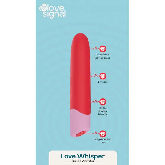 O vibrador Love Whisper Bullet da coleção Love Signal da Dreamtoys oferece prazer discreto para o dia a dia em um design elegante e compacto. Ideal para exploração íntima e uso em qualquer lugar, este vibrador bullet com