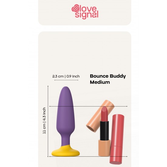 O Bounce Buddy Medium da coleção Love Signal da Dreamtoys é um plug anal de tamanho médio, projetado para varejistas que buscam oferecer produtos que equilibrem conforto com sensações mais intensas. Perfeito para quem es