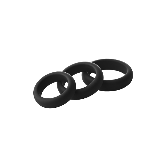 CONJUNTO DE 3 ANEIS RAMROD Conjunto de 3 anéis penianos grossos e elásticos em diferentes tamanhos. Cada anel é feito de silicone liso. Eles podem ser usados separadamente ou combinados. Conjunto de 3 anéis penianos Feito de silicone liso Diâmetr