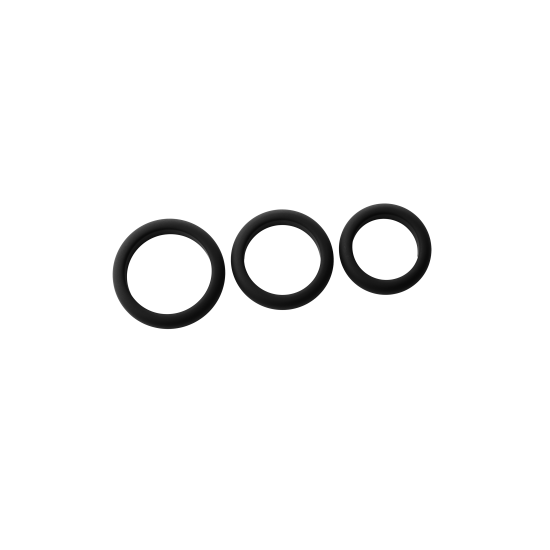 CONJUNTO DE 3 ANEIS RAMROD Conjunto de 3 anéis penianos grossos e elásticos em diferentes tamanhos. Cada anel é feito de silicone liso. Eles podem ser usados separadamente ou combinados. Conjunto de 3 anéis penianos Feito de silicone liso Diâmetr