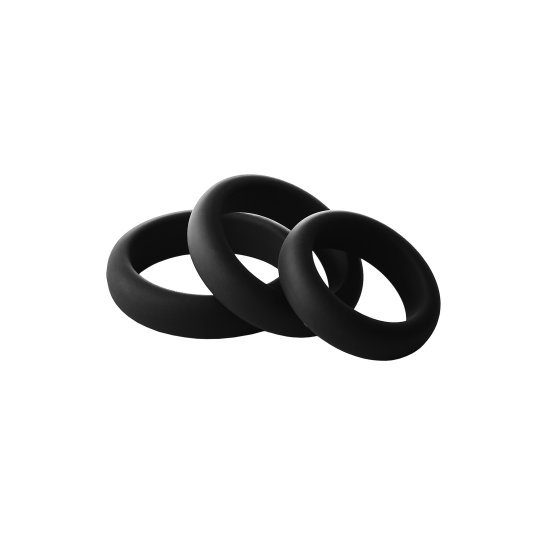 CONJUNTO DE 3 ANEIS RAMROD Conjunto de 3 anéis penianos grossos e elásticos em diferentes tamanhos. Cada anel é feito de silicone liso. Eles podem ser usados separadamente ou combinados. Conjunto de 3 anéis penianos Feito de silicone liso Diâmetr