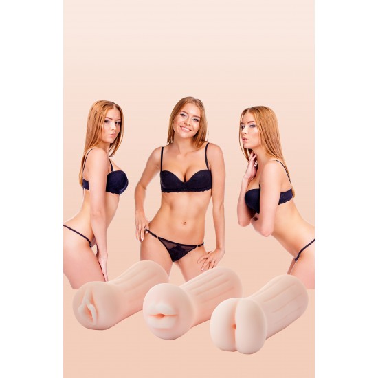 THE GIRL NEXT DOOR TINA Um conjunto de 3 masturbadores: buceta, ânus e boca. Tina é a vizinha que te excita! Cada pincelada tem uma textura super macia e realista por dentro para sensações emocionantes, a Tina te oferece 3 opções de penetração!
