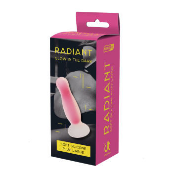 PLUG ANAL RADIANT SOFT SILICONE GLOW IN THE DARK PLUG GRANDE ROSA