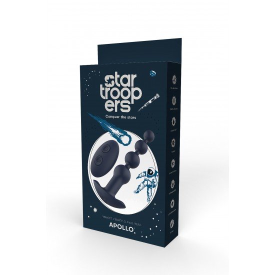 Nova linha de vibradores anais STARTROOPERS da Dream Toys convida a explorar o desconhecido. Para além da fronteira final vais encontrar APOLLO, o vibrador de contas com comando, feito em silicone de alta qualidade e liv