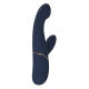 Vibrador duplo Hestia, com função de aceno. Seguindo o mesmo estilo dos outros brinquedos da Goddess Collection, o vibrador Hestia é feito de silicone azul-escuro com detalhes dourados. O vibrador duplo da Goddess Collec