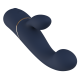 Vibrador duplo Hestia, com função de aceno. Seguindo o mesmo estilo dos outros brinquedos da Goddess Collection, o vibrador Hestia é feito de silicone azul-escuro com detalhes dourados. O vibrador duplo da Goddess Collec
