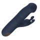 Vibrador duplo Phaedra com função de rotação para cima e para baixo. Seguindo o mesmo estilo dos outros brinquedos da Goddess Collection, o Phaedra é feito de silicone azul-escuro com detalhes dourados. O vibrador da God