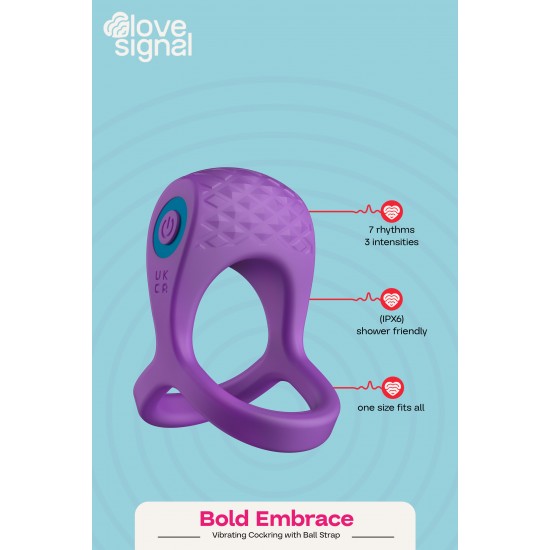 O Bold Embrace é um anel peniano vibratório com suporte para os testículos, projetado para intensificar o prazer e melhorar o desempenho. Seu ajuste elástico e que se adapta ao corpo garante conforto, proporcionando vibr