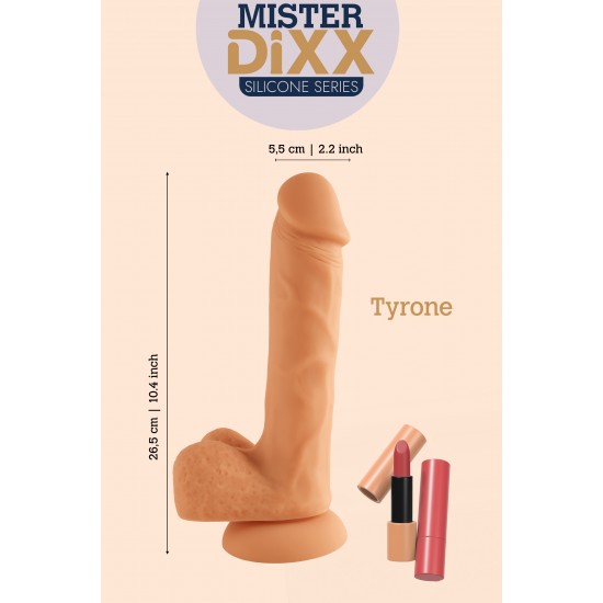 Tyrone é um dildo de silicone ultrarrealista de 26 cm, projetado para clientes que buscam desempenho realista e materiais de alta qualidade. Fabricado em silicone macio e seguro para o corpo, apresenta veias realistas e