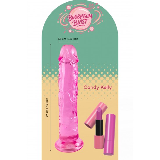 Candy Kelly, da coleção Bubblegum Blast, é uma adição colorida e divertida a qualquer sortimento de produtos adultos. Com 19 cm, este dildo semitransparente é feito de TPE macio em um tom rosa vibrante que chama a atençã