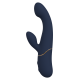 Vibrador duplo Hestia, com função de aceno. Seguindo o mesmo estilo dos outros brinquedos da Goddess Collection, o vibrador Hestia é feito de silicone azul-escuro com detalhes dourados. O vibrador duplo da Goddess Collec
