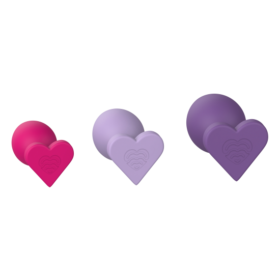 O conjunto Triple Heart da coleção Love Signal da Dreamtoys é um conjunto versátil de plugs anais projetado para treinamento e exploração graduais. Com três tamanhos (pequeno, médio e grande), cada plug é feito de silico