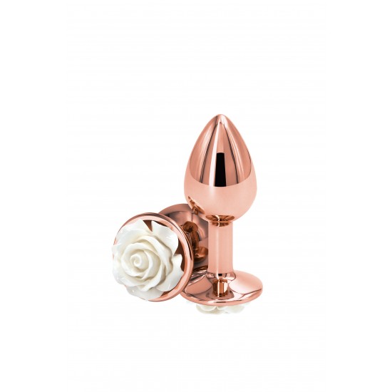 Brinquedo anal leve e cromado projetado para excitação visual e sensual. Feito de alumínio leve e moldado para penetração sem esforço, este plug anal seguro para o corpo tem uma bela decoração de rosas na base. Adequado