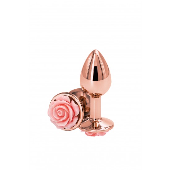 Brinquedo anal leve e cromado projetado para excitação visual e sensual. Feito de alumínio leve e moldado para penetração sem esforço, este plug anal seguro para o corpo tem uma bela decoração de rosas na base. Adequado