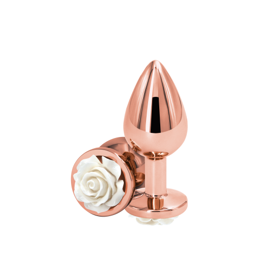 Brinquedo anal leve e cromado projetado para excitação visual e sensual. Feito de alumínio leve e moldado para penetração sem esforço, este plug anal seguro para o corpo tem uma bela decoração de rosas na base. Adequado