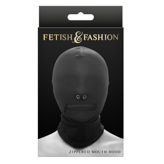 FETISH & FASHION Capuz com Fecho na Boca Assuma o controle do seu amante submisso com o Capuz com Zíper para Boca da Fetish & Fashion. Feito de nylon macio e confortável e metal sem níquel, este capuz provocante cobre os olhos e oferece uma abertura para a