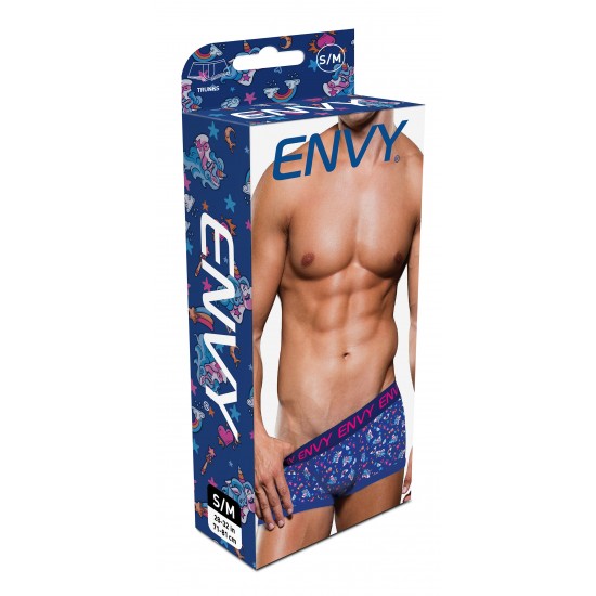 Seja para um segredinho seu ou para algo que você queira exibir, esta cueca boxer com suporte e charme é exatamente o que você procura! Confeccionada em azul royal e estampas de unicórnios e arco-íris mágicos e sedutores