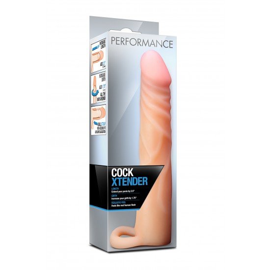 PERFORMANCE COCK XTENDER BEIGE Manga para o pénis que lhe aumentará em 6.4cm o tamanho e, ainda, grossura por todo o seu pénis.Em material de dupla densidade que replica a pele de uma forma surpreendente, seguro para o corpo e que rapidamente se adapt