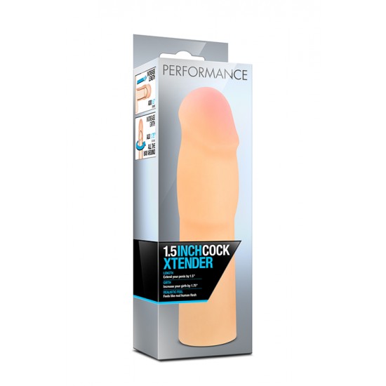 Manga Extensão 3.8cm Pénis Performance Xtender Pele Manga para o pénis que lhe aumentará em 3.8cm o tamanho e, ainda, a grossura do seu pénis.Em material que replica a pele de uma forma surpreendente, seguro para o corpo e que rapidamente se adapta à temperatura corporal.