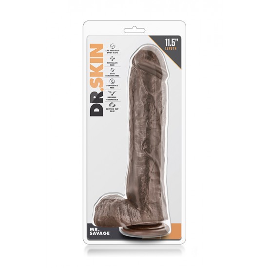 Dildo Realista Dr. Skin Mr Savage 23cm Castanho Seja um bom anfitrião e receba de braços abertos o Dr. Skin em sua casa!Dildo realista com cabeça e corpo proeminente bem esculturados para imitação do pénis real. Com forte base de succção para que possa desfrutar de ex
