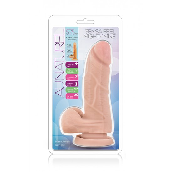 AU NATUREL 5.5INCH MIGHTY MIKE BEIGE Para quem gosta ao natural!Dildo sensual com toque e aspecto surpreendentemente real. Com uma camada exterior suave e um eixo interno firme e flexível ao mesmo tempo, para se adaptar de forma perfeita às curvas do