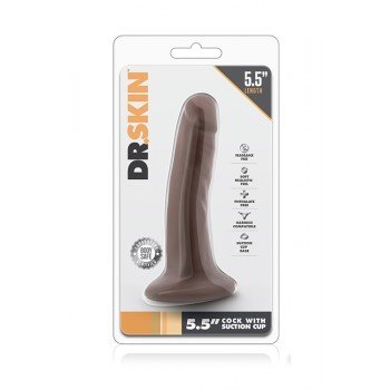 Mini Dildo Realista c/ Base Sucção Dr. Skin Chocolate 13.5cm Castanho