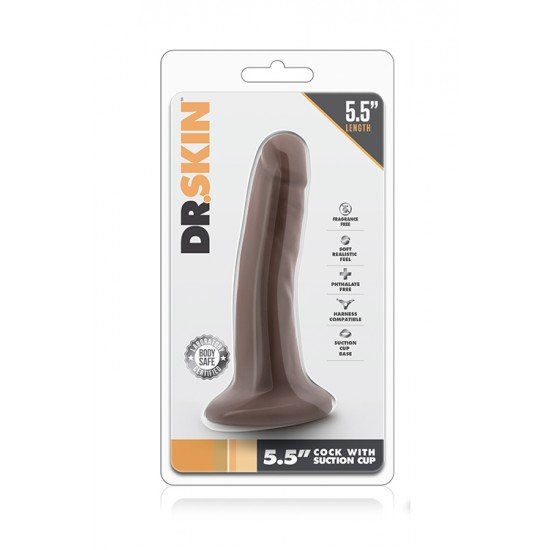 Mini Dildo Realista c/ Base Sucção Dr. Skin Chocolate 13.5cm Castanho Seja um bom anfitrião e receba de braços abertos o Dr. Skin em sua casa!Dildo realista com forte base de sucção para que possa desfrutar de excitantes aventuras "mãos-livres". Com toque surpreendentemente realista e firm