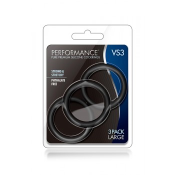 Conjunto 3 Anéis Pénis VS3 Performance Grande Preto