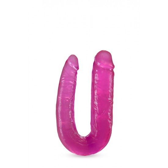 Dildo com duas glandes para uma dupla satisfação!Ideal para dupla penetração com um final mais grosso e outro mais fino, em formato em U, com curvatura rígida para um prazer sem precedentes.Material seguro para o cor