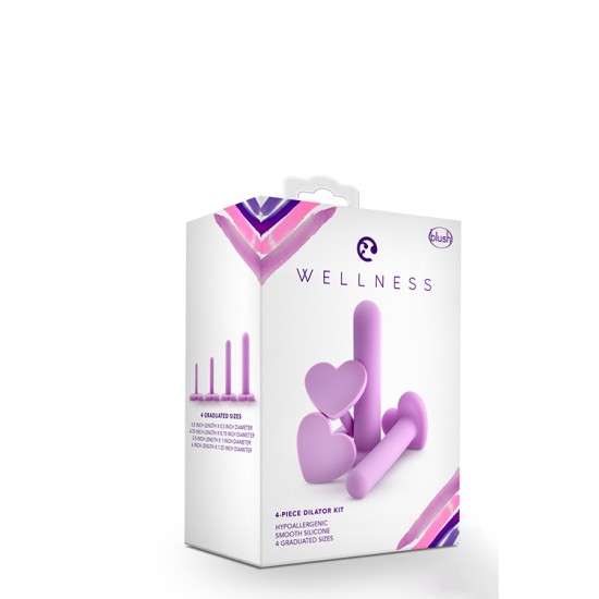 O conjunto de dilatadores de silicone da Wellness foi cuidadosamente desenvolvido para o seu conforto.  Cada dilatador vaginal neste kit de 4 peças apresenta uma forma reta e uma ponta arredondada para evitar irrita