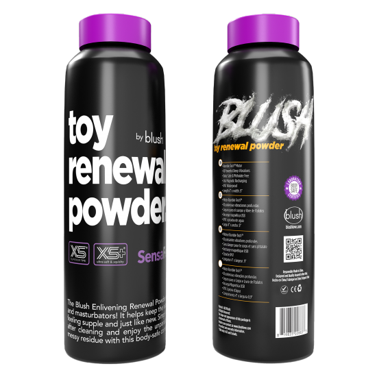 Pó Refrescante para Brinquedos Um pó para refrescar seus brinquedos e masturbadores de TPE/TPR favoritos, mantendo sua textura natural. Gire a tampa e aperte o frasco para facilitar a aplicação. Refresca as propriedades de autolubrificação em brinqued