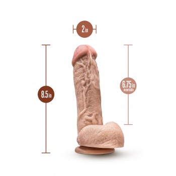 DR. SKIN MR. D 8.5 INCH DILDO WITH BALLS BEIGE