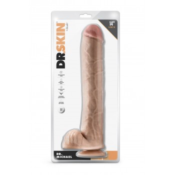 DR. SKIN DR. MICHAEL 14 INCH DILDO WITH BALLS BEIGE