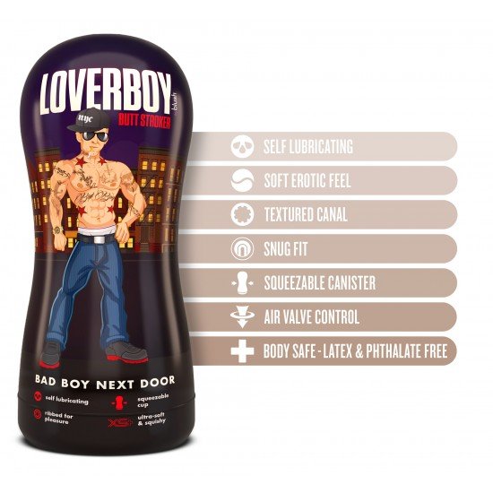 Desbloqueie um mundo de prazer como nunca antes com o Bad Boy Next Door. Quer você esteja buscando experiências solo emocionantes ou querendo dar um toque especial à brincadeira de casal. Este masturbador de bolso é auto