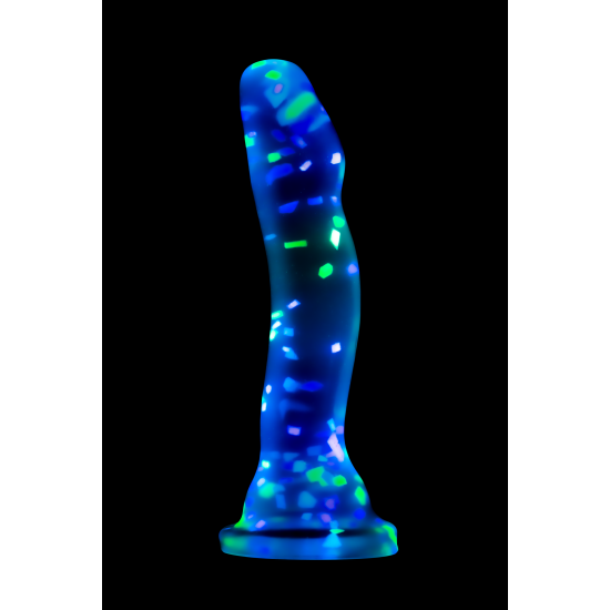 Hanky ​​Panky é um dildo transparente cheio de confete, pronto para a diversão! Apague as luzes e veja-o brilhar enquanto você brinca. A cabeça proeminente é perfeita para estimular o ponto G ou P e é feita de silicone P