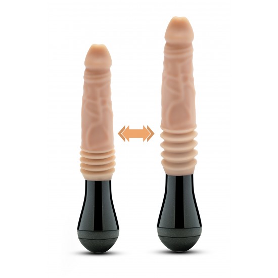 DR. SKIN DR. KNIGHT vibração, rotação e movimento de sobe-e-desce BEIGE DR SKIN está pronto para recebê-la! Seus 3 motores oferecem vibração, rotação e movimento de sobe-e-desce, em um único dildo. Feito em silicone macio conta com as tecnologias Pure Puria™ e UltraSilk® para um toque natura