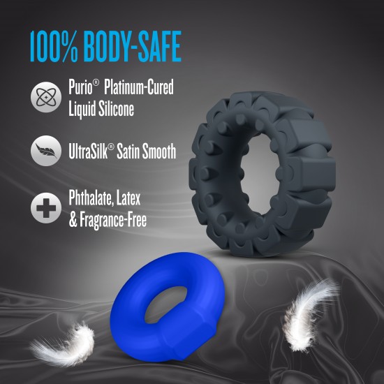 Maximize e intensifique o prazer com o Performance® Plus Engage! Este conjunto de 2 anéis penianos aumenta o conforto, o controle e a sensação, e inclui um anel liso e um texturizado. Use o anel liso para suporte clássic